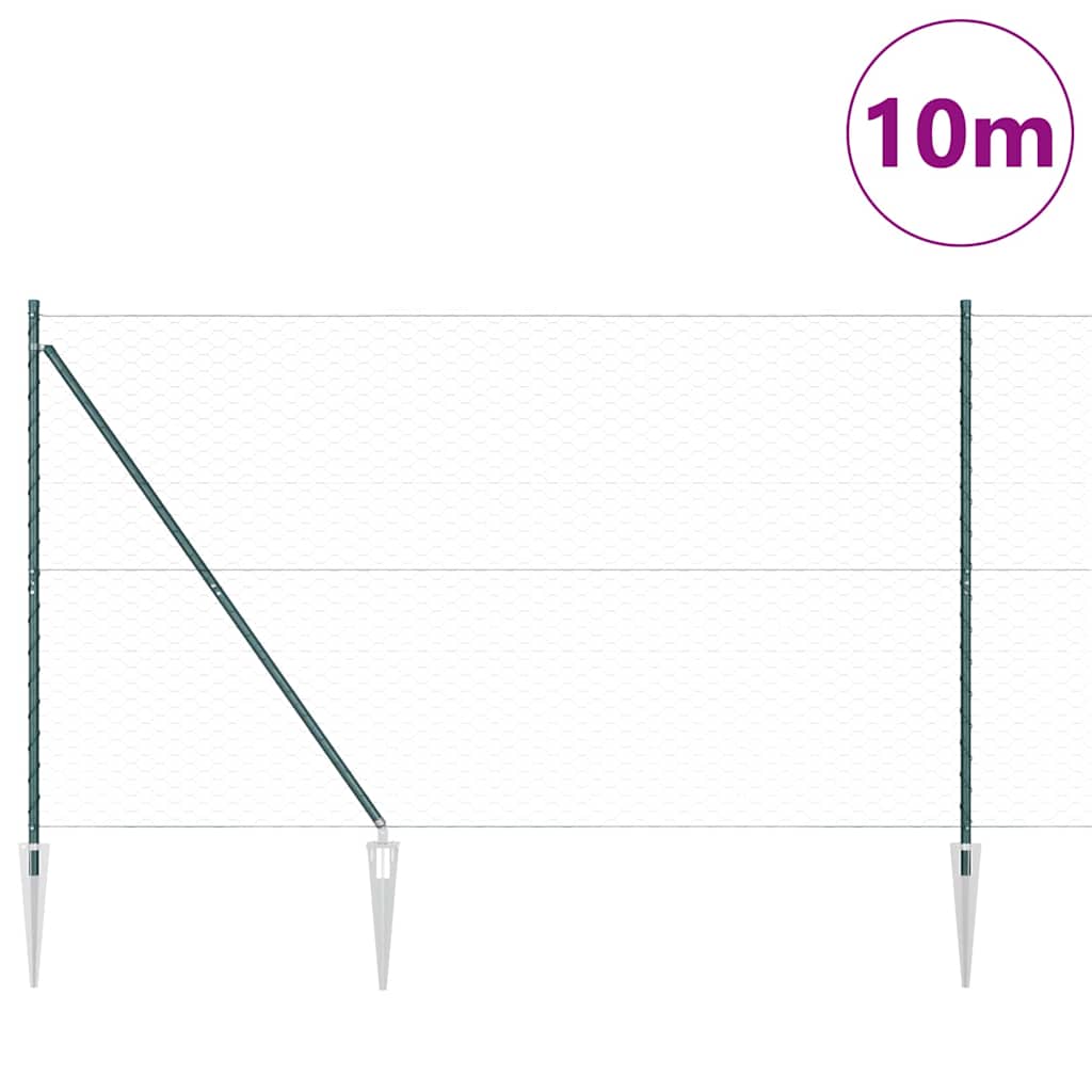 Vidaxl afrasteringspaal groen 10 x 1,6 m (50 mm gaas) staal en pvc