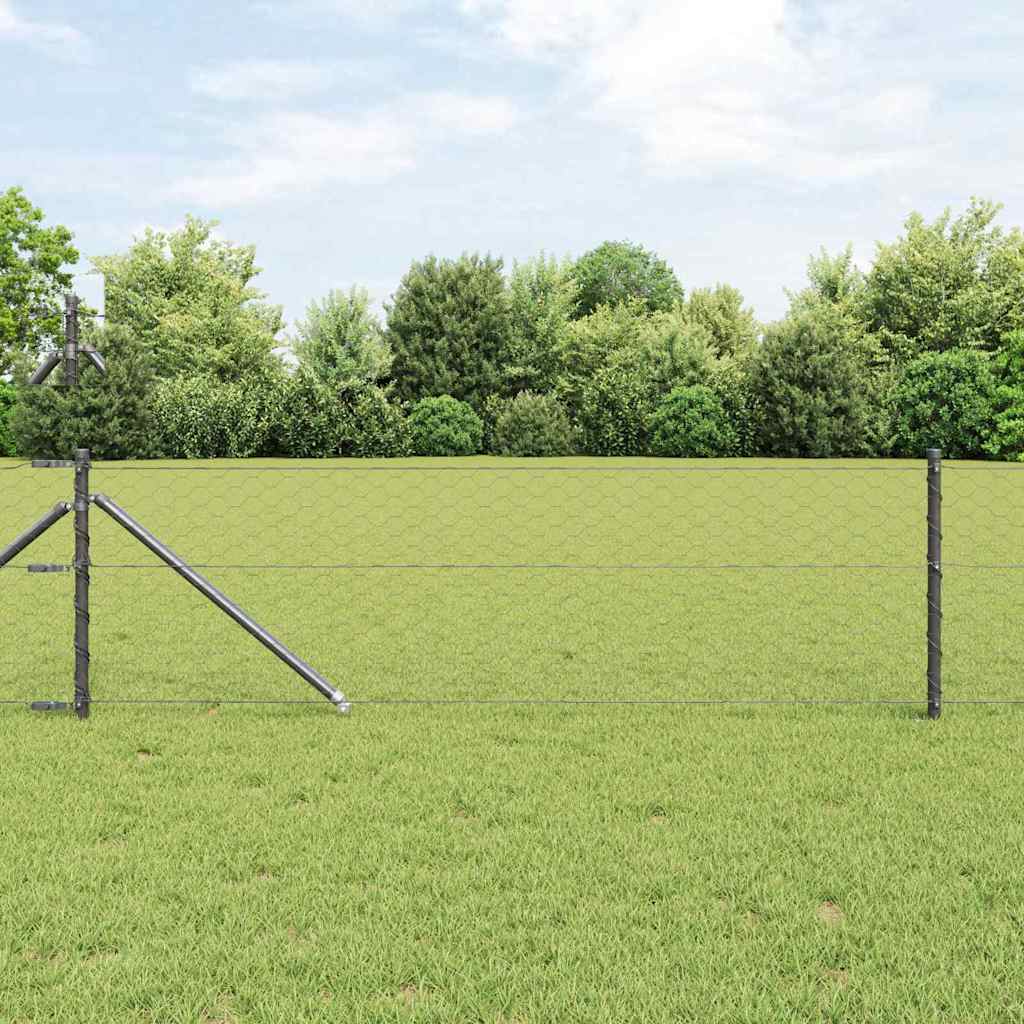 Vidaxl afrasteringspaal grijs 10 x 0,6 m (50 mm gaas) staal en pvc