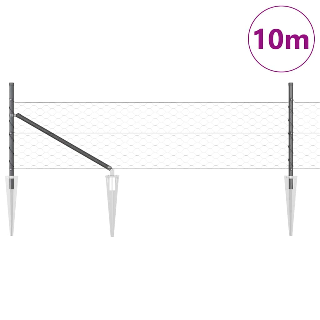 Vidaxl afrasteringspaal grijs 10 x 0,8 m (50 mm gaas) staal en pvc