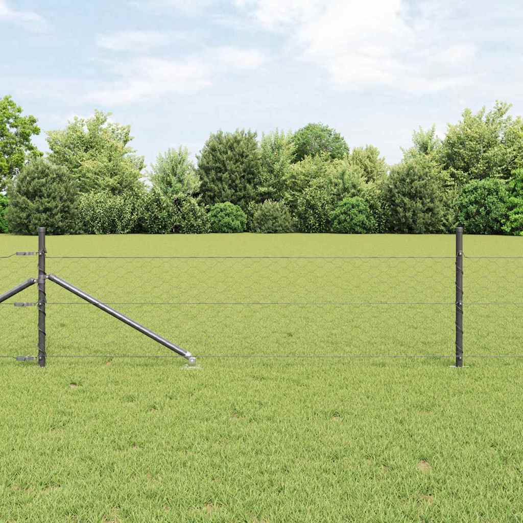 Vidaxl afrasteringspaal grijs 25 x 0,5 m (50 mm gaas) staal