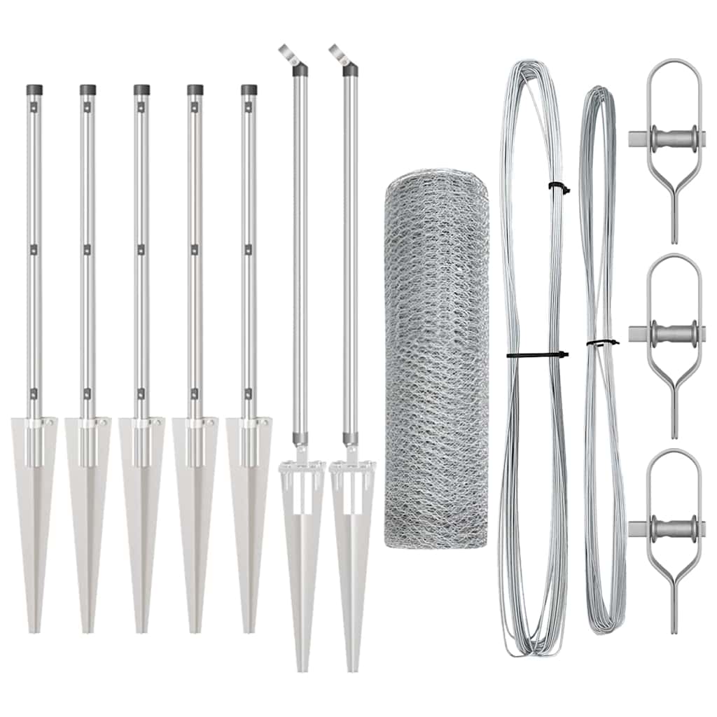 Vidaxl afrasteringspaal zilver 10 x 0,4 m (13 mm gaas) staal