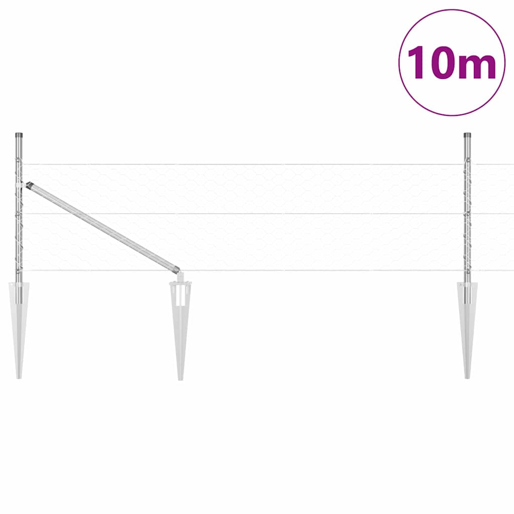 Vidaxl afrasteringspaal zilver 10 x 0,4 m (50 mm mesh) staal