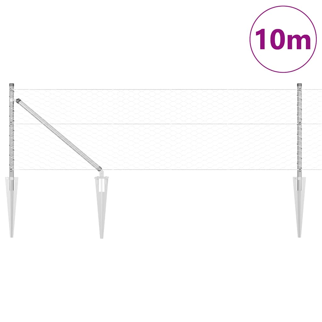 Vidaxl afrasteringspaal zilver 10 x 0,6 m (36 mm gaas) staal
