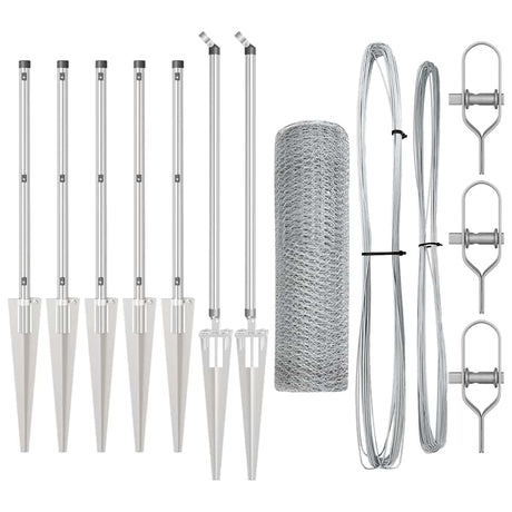 Vidaxl afrasteringspaal zilver 10 x 1 m (13 mm gaas) staal