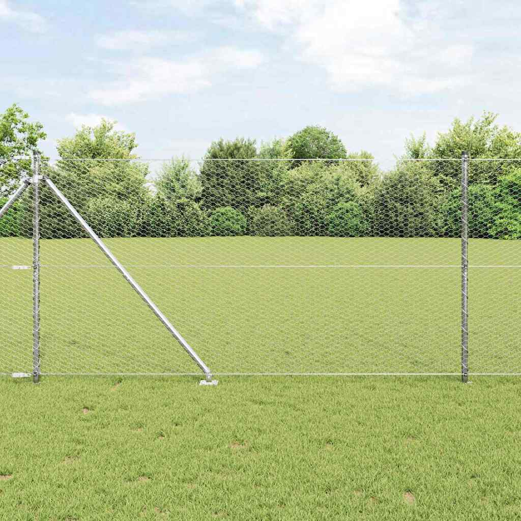 Vidaxl afrasteringspaal zilver 10 x 1,2 m (25 mm gaas) staal