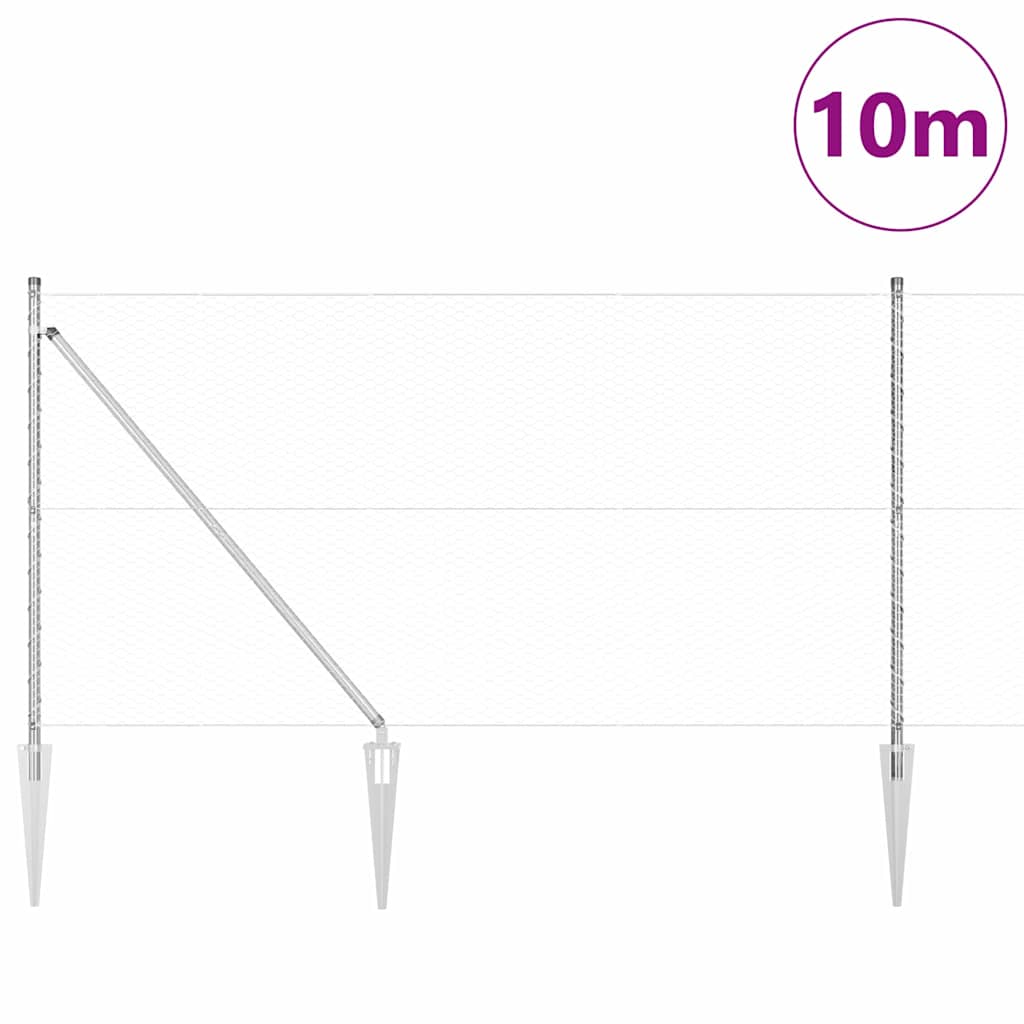 Vidaxl afrasteringspaal zilver 10 x 1,2 m (25 mm gaas) staal
