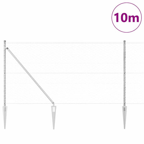 Vidaxl afrasteringspaal zilver 10 x 1,2 m (50 mm gaas) staal