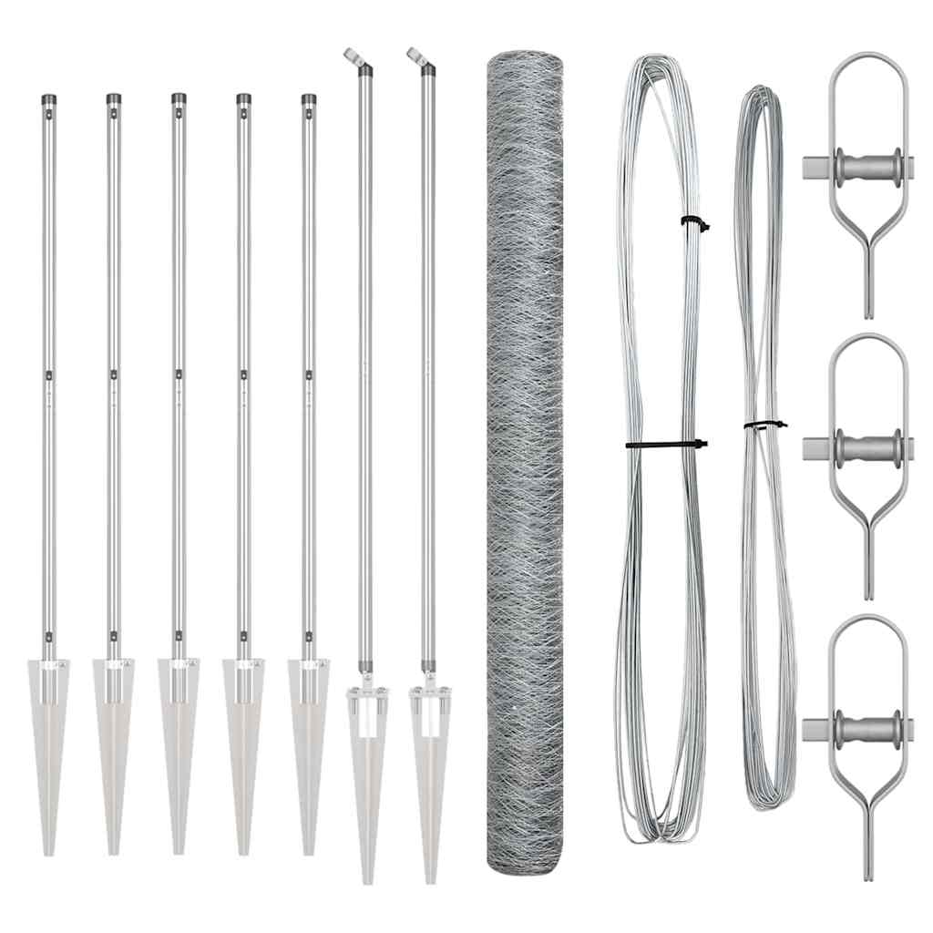 Vidaxl afrasteringspaal zilver 10 x 1,5 m (36 mm gaas) staal