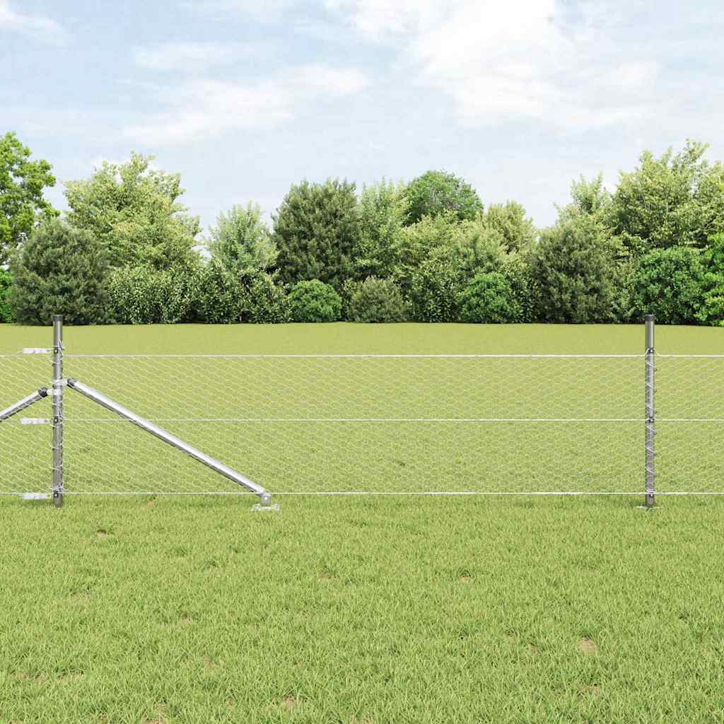 Vidaxl afrasteringspaal zilver 25 x 0,4 m (25 mm gaas) staal