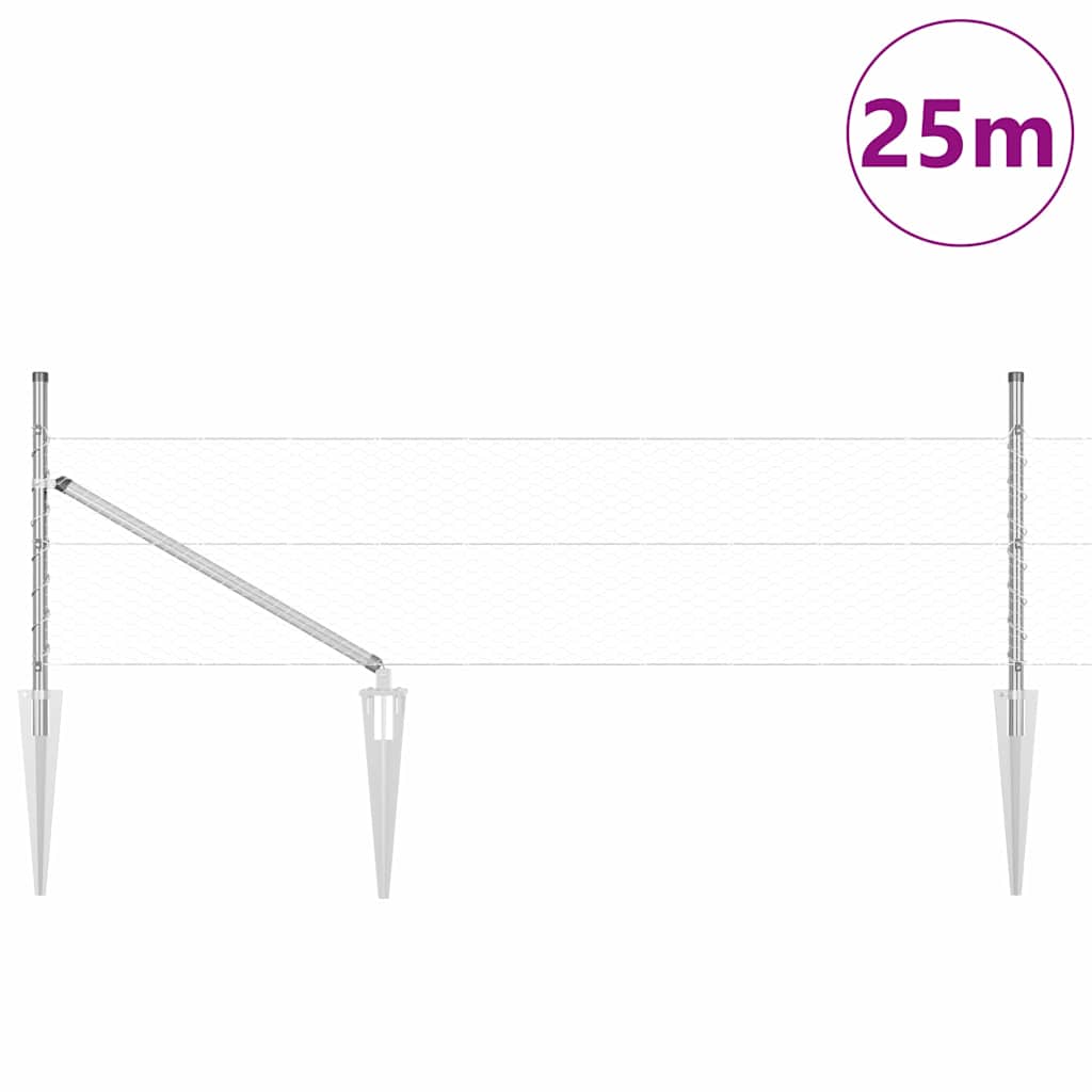 Vidaxl afrasteringspaal zilver 25 x 0,4 m (25 mm gaas) staal