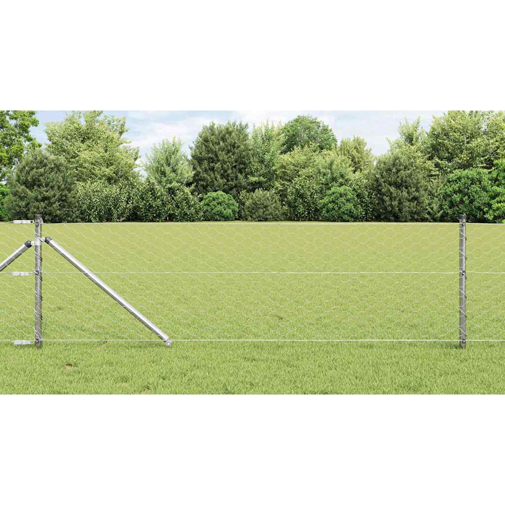 Vidaxl afrasteringspaal zilver 25 x 0,6 m (50 mm gaas) staal