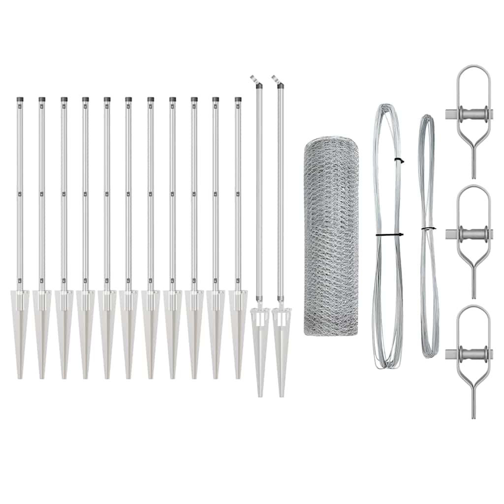 Vidaxl afrasteringspaal zilver 25 x 0,8 m (25 mm gaas) staal