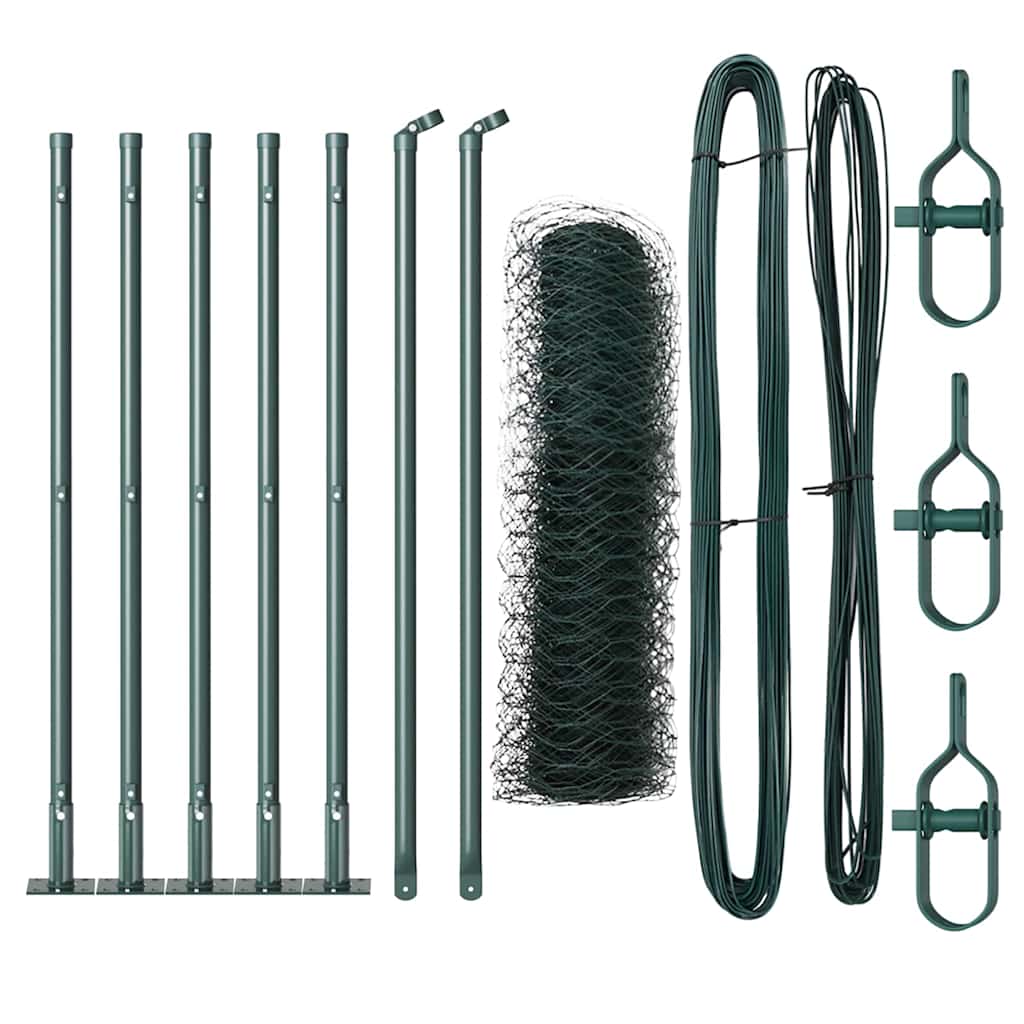 Vidaxl afrasteringspaal groen 10 x 0,6 m (50 mm gaas) staal en pvc