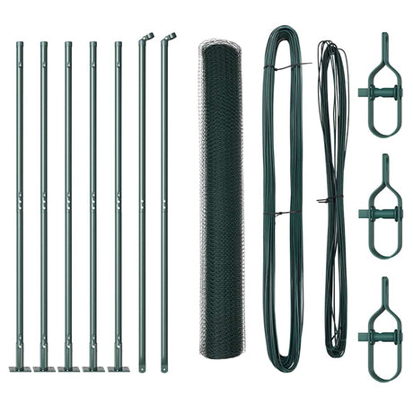 Vidaxl afrasteringspaal groen 10 x 1 m (25 mm gaas) staal en pvc