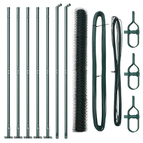 Vidaxl afrasteringspaal groen 10 x 1,4 m (50 mm gaas) staal en pvc
