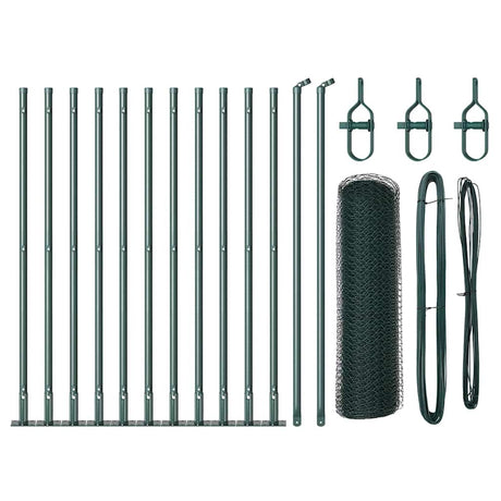 Vidaxl afrasteringspaal groen 25 x 0,6 m (25 mm gaas) staal en pvc