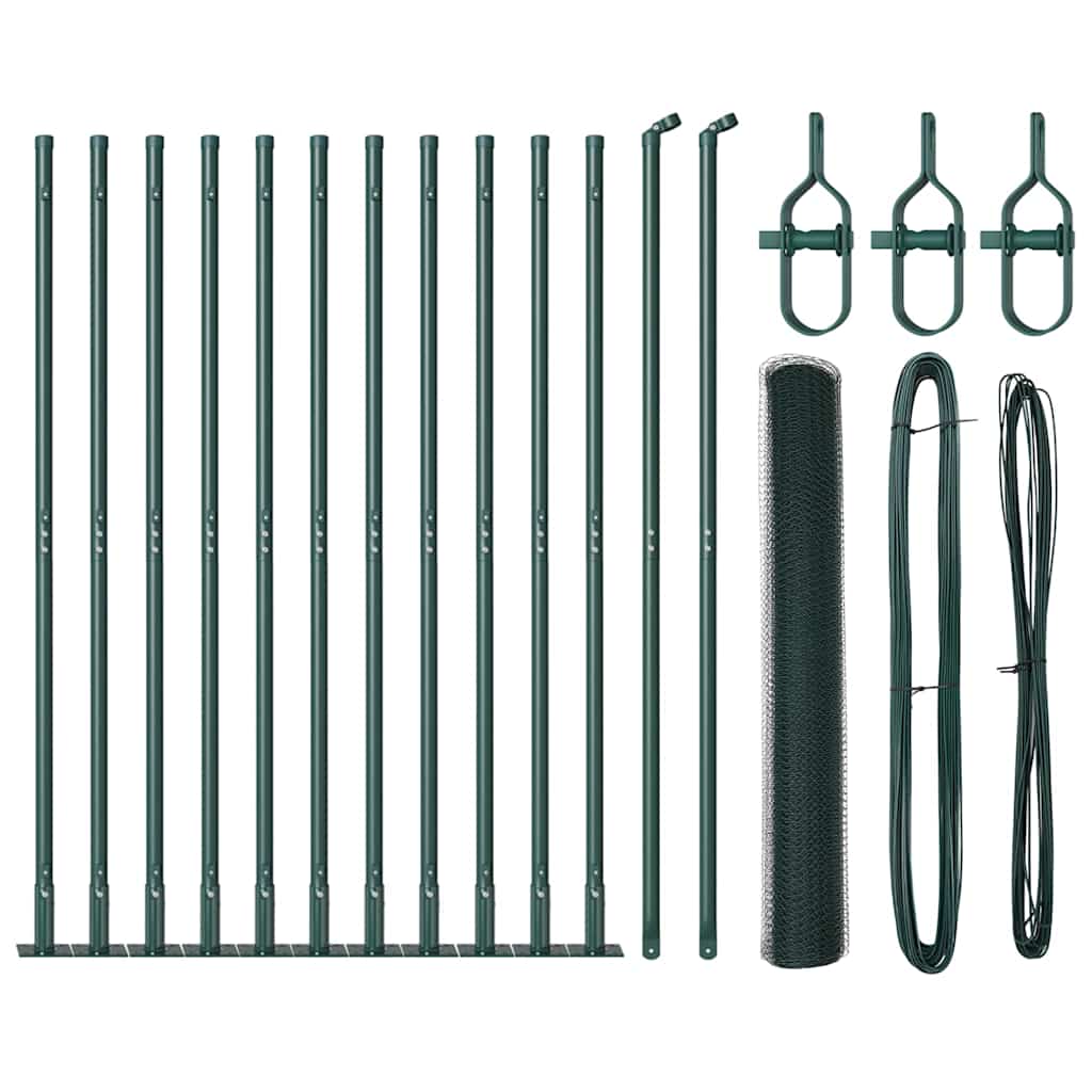 Vidaxl afrasteringspaal groen 25 x 0,8 m (25 mm gaas) staal en pvc