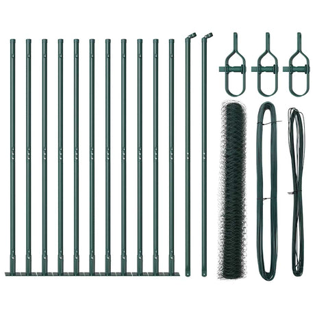 Vidaxl afrasteringspaal groen 25 x 0,8 m (36 mm gaas) staal en pvc