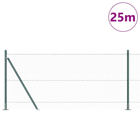 Vidaxl afrasteringspaal groen 25 x 0,8 m (36 mm gaas) staal en pvc