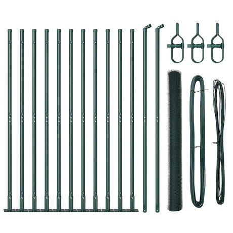 Vidaxl afrasteringspaal groen 25 x 1,4 m (25 mm gaas) staal en pvc