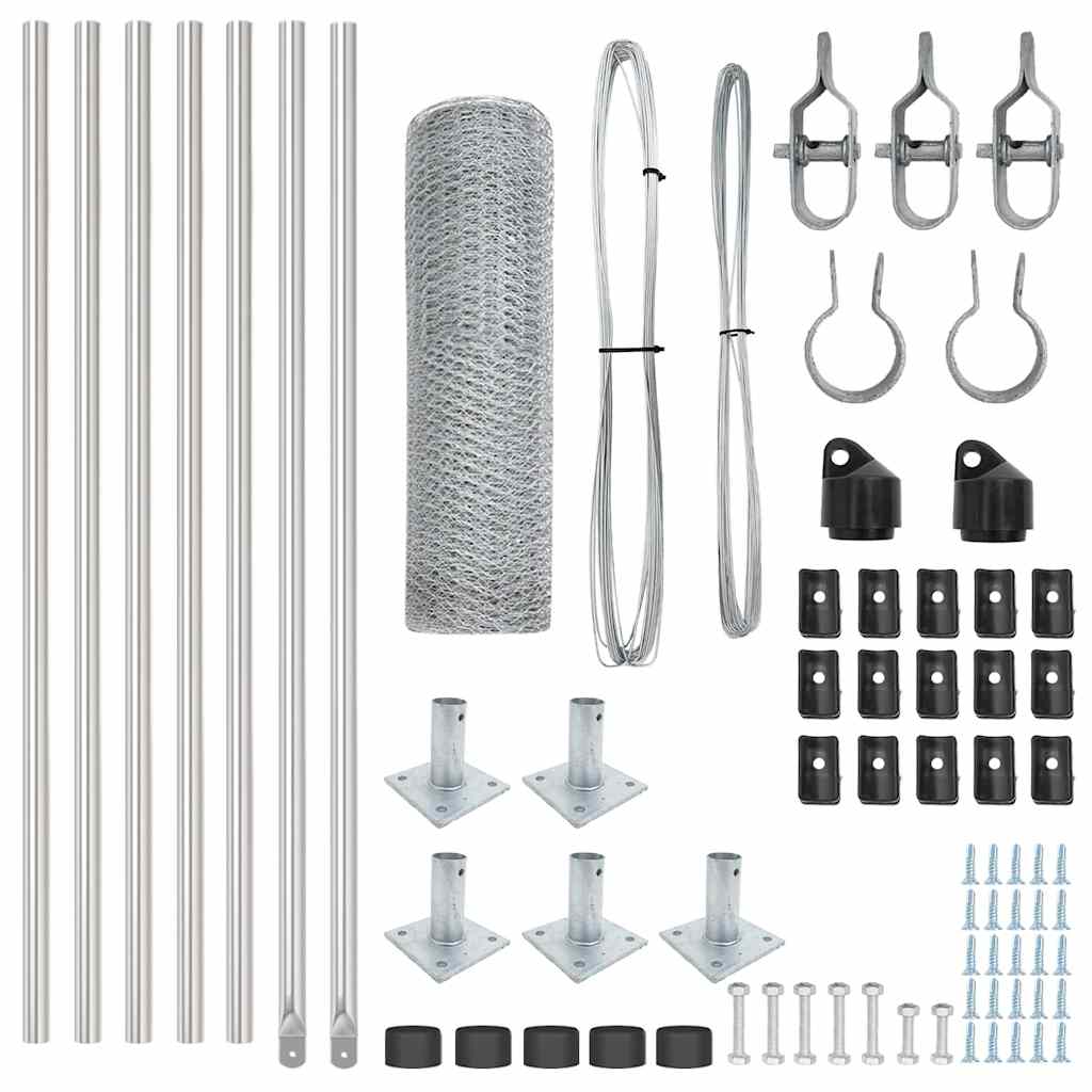 Vidaxl afrasteringspaal zilver 10 x 0,4 m (13 mm gaas) staal