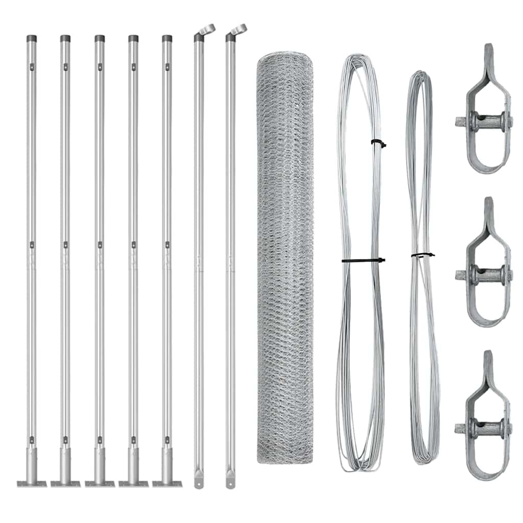 Vidaxl afrasteringspaal zilver 10 x 0,8 m (13 mm gaas) staal