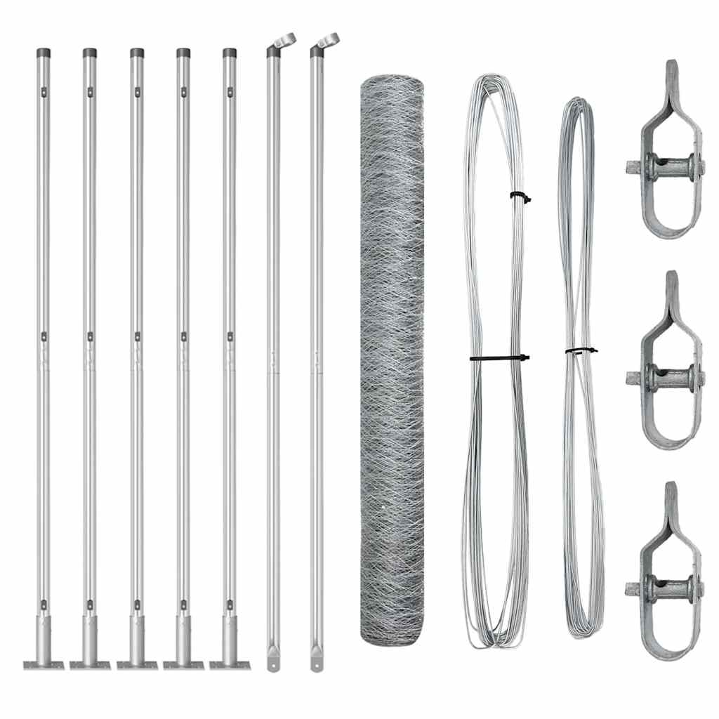 Vidaxl afrasteringspaal zilver 10 x 1,2 m (50 mm gaas) staal