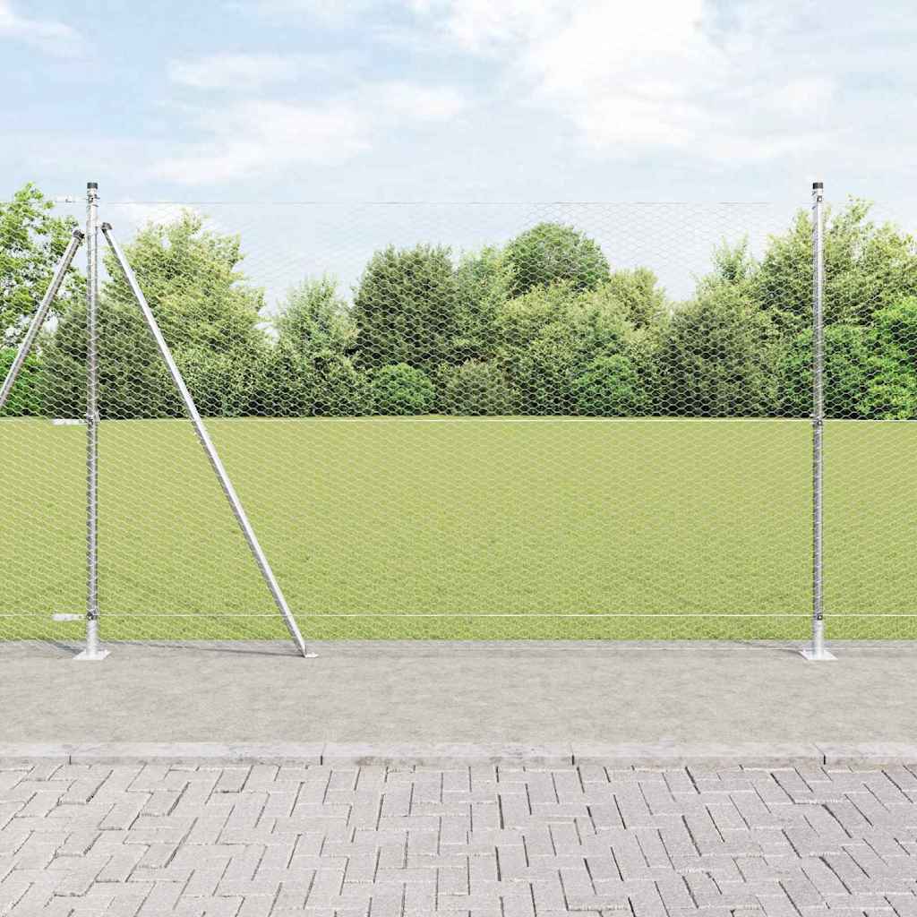 Vidaxl afrasteringspaal zilver 10 x 1,4 m (25 mm gaas) staal
