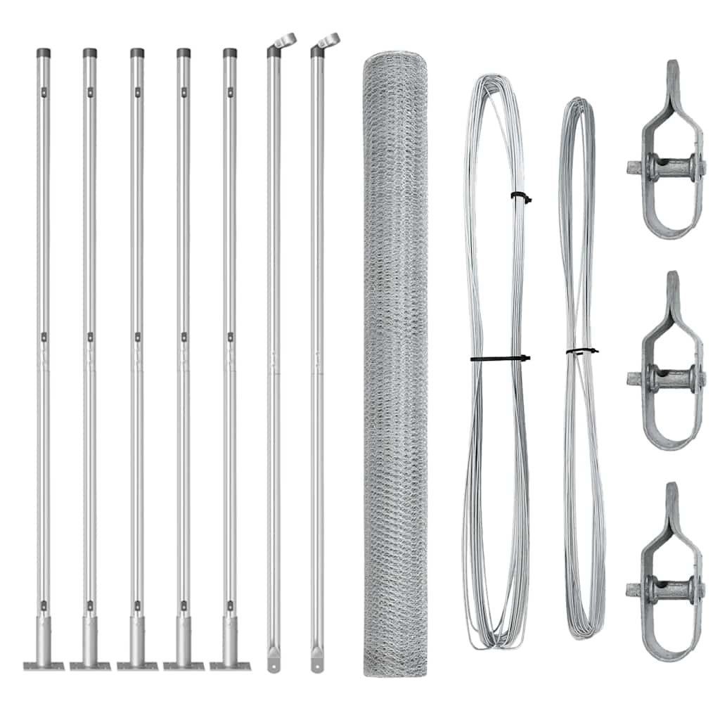 Vidaxl afrasteringspaal zilver 10 x 1,4 m (25 mm gaas) staal