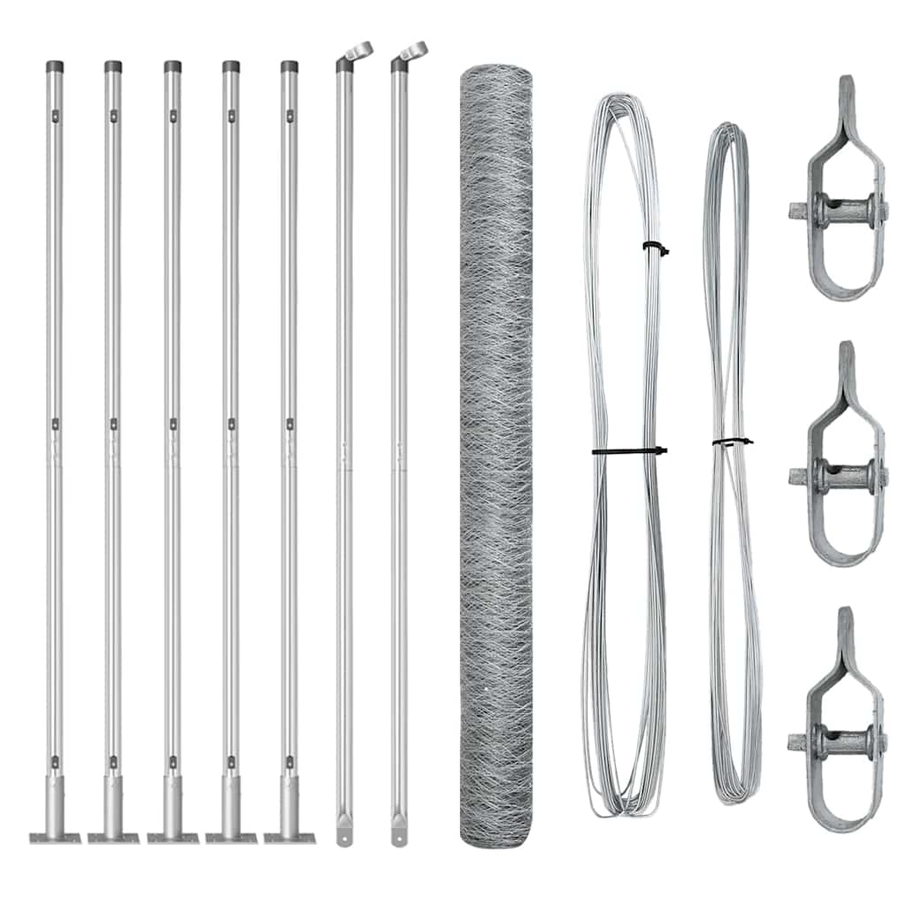 Vidaxl afrasteringspaal zilver 10 x 1,4 m (36 mm gaas) staal