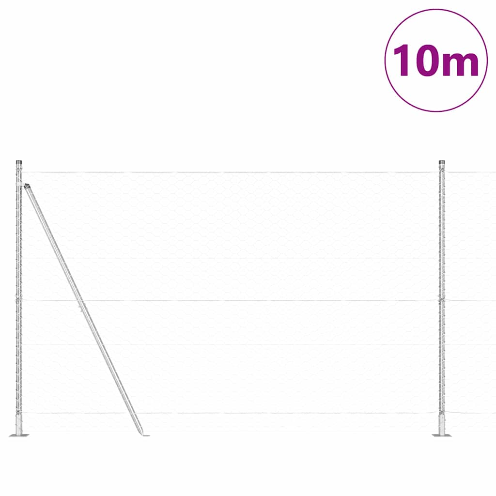 Vidaxl afrasteringspaal zilver 10 x 1,4 m (50 mm gaas) staal
