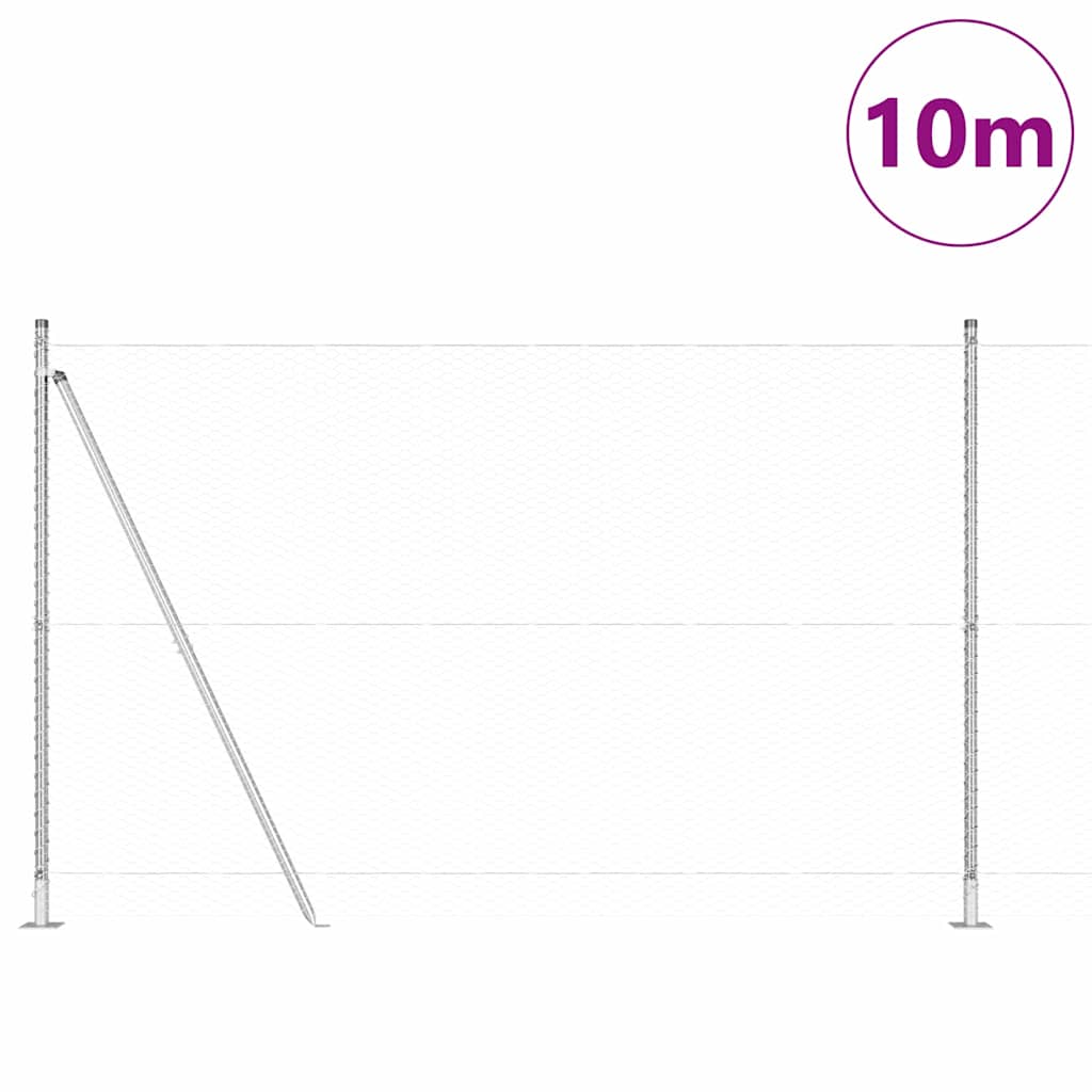 Vidaxl afrasteringspaal zilver 10 x 1,6 m (25 mm gaas) staal
