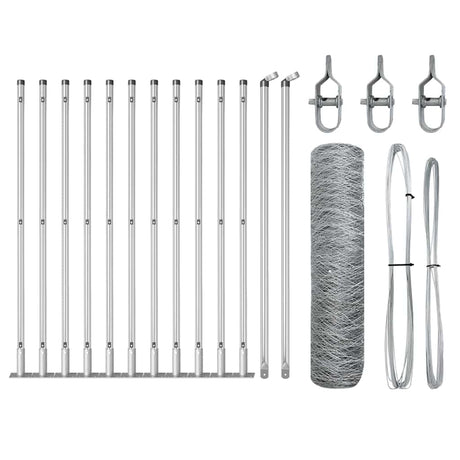 Vidaxl afrasteringspaal zilver 25 x 0,5 m (50 mm gaas) staal