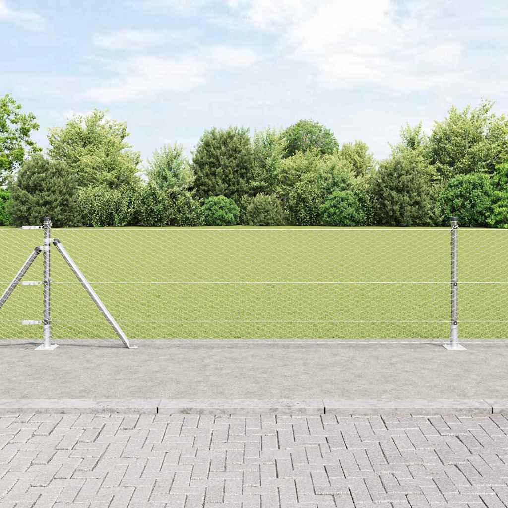 Vidaxl afrasteringspaal zilver 25 x 0,6 m (25 mm gaas) staal