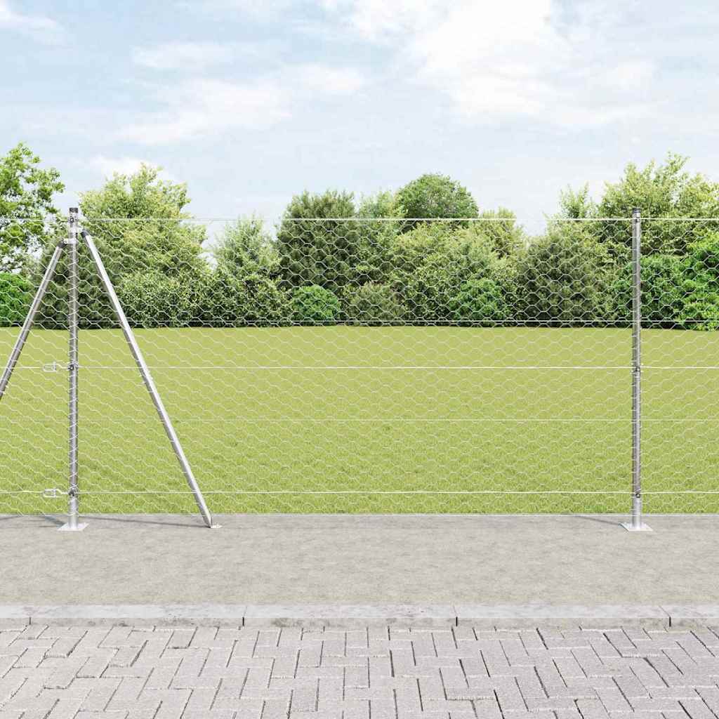 Vidaxl afrasteringspaal zilver 25 x 1,2 m (50 mm gaas) staal