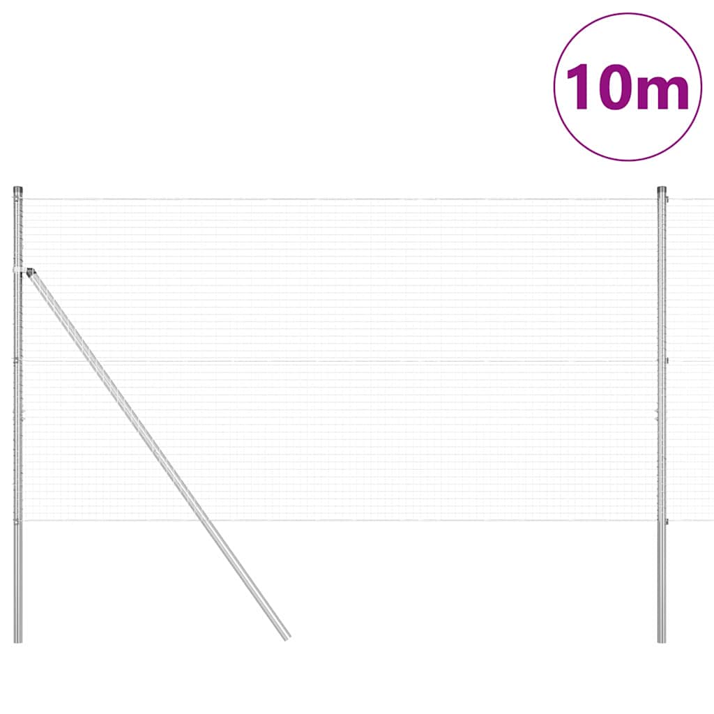 Vidaxl afrasteringspaal zilver 10 x 1,4 m (25 x 25 mm gaas) staal