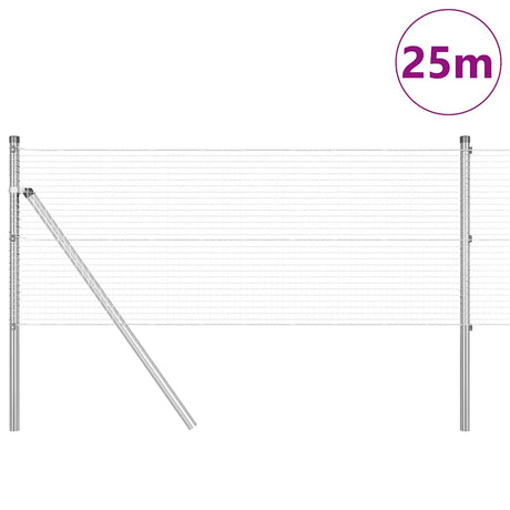 Vidaxl afrasteringspaal zilver 25 x 0,5 m (19 x 19 mm mesh) staal
