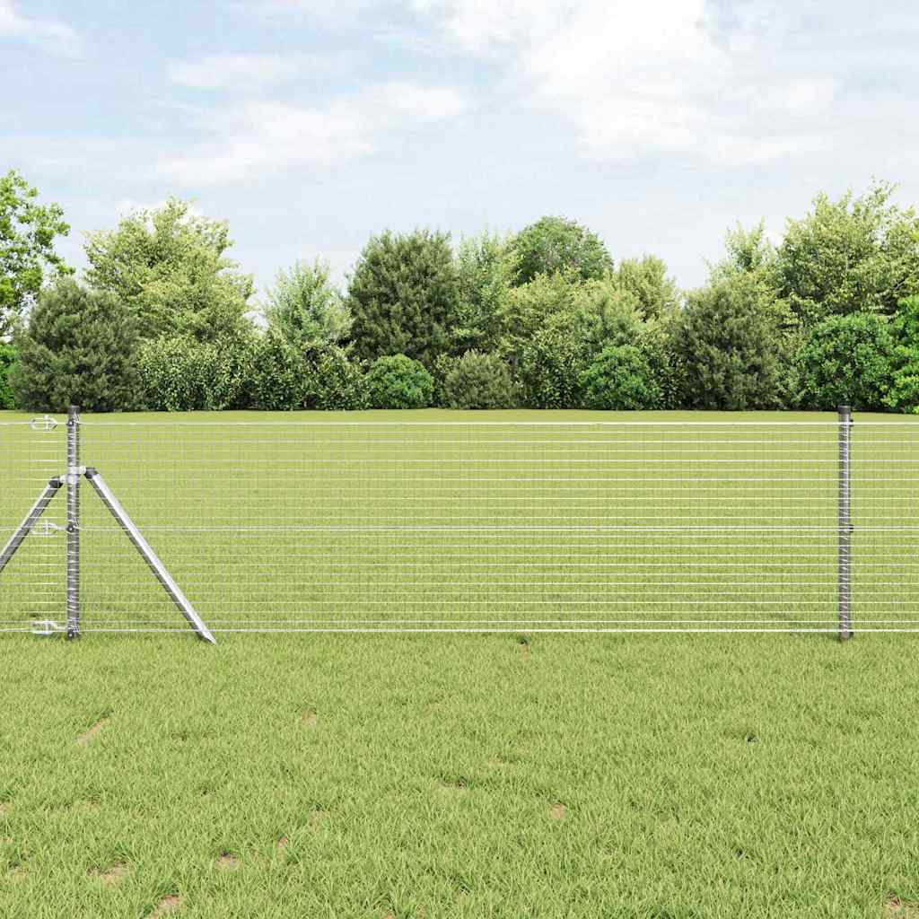 Vidaxl afrasteringspaal zilver 25 x 0,8 m (25 x 25 mm gaas) staal