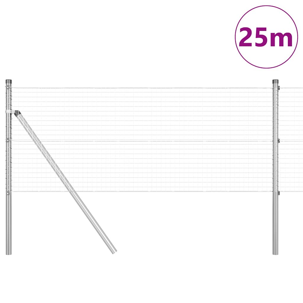 Vidaxl afrasteringspaal zilver 25 x 0,8 m (25 x 25 mm gaas) staal