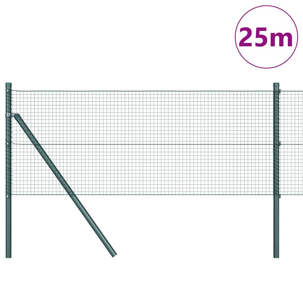 Vidaxl afrasteringspaal groen 25 x 0,5 m (19 x 19 mm mesh) staal