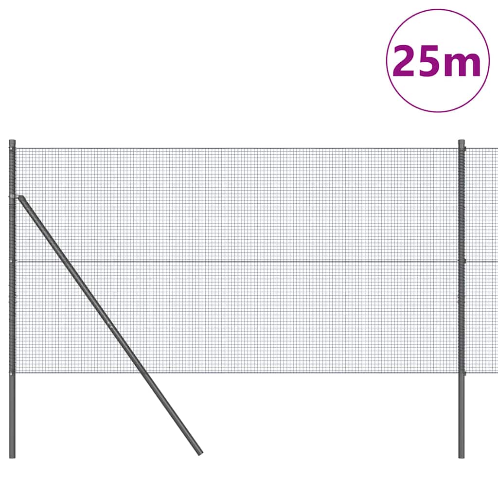 Vidaxl afrasteringspaal grijs 25 x 1 m (16 x 16 mm gaas) staal