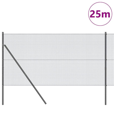 Vidaxl afrasteringspaal grijs 25 x 1 m (16 x 16 mm gaas) staal