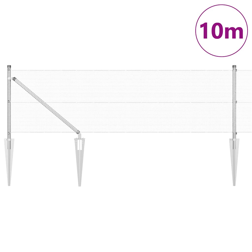 Vidaxl afrasteringspaal zilver 10 x 0,4 m (12 x 12 mm gaas) staal
