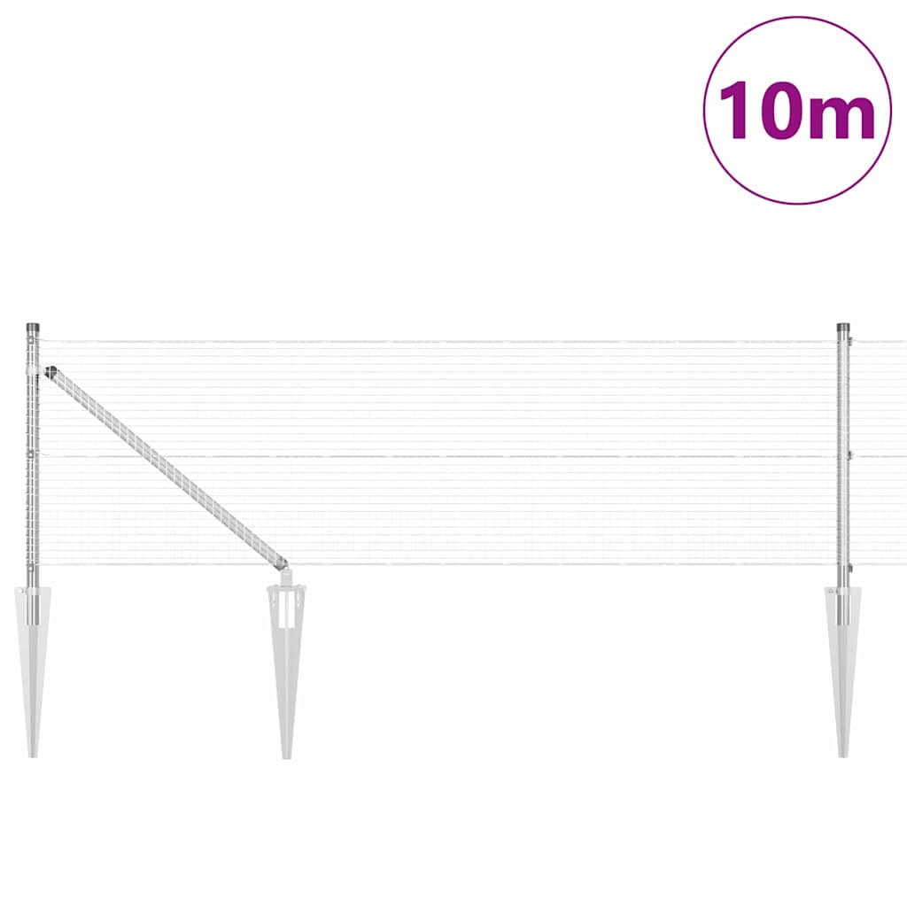 Vidaxl afrasteringspaal zilver 10 x 0,5 m (19 x 19 mm gaas) staal