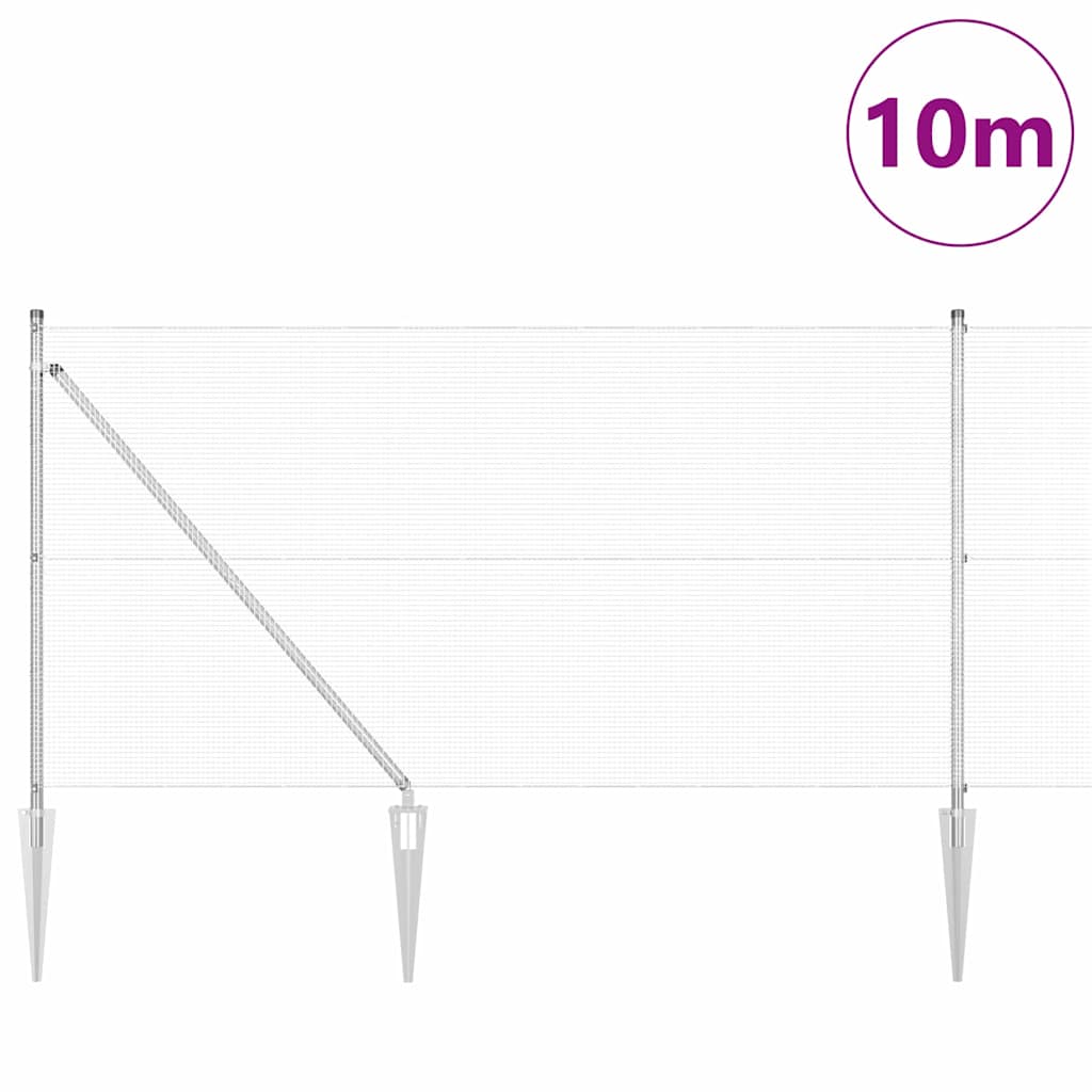 Vidaxl afrasteringspaal zilver 10 x 1 m (12 x 12 mm gaas) staal