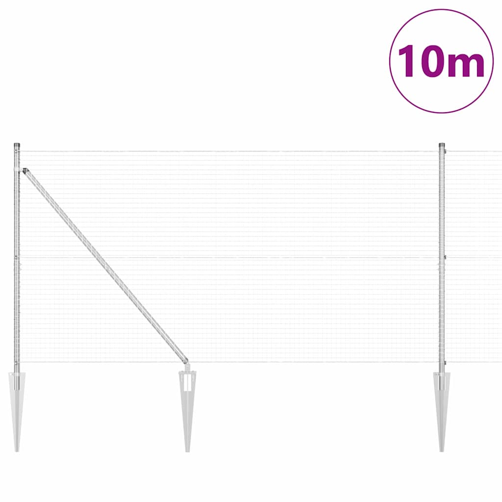 Vidaxl afrasteringspaal zilver 10 x 1,2 m (25 x 25 mm gaas) staal