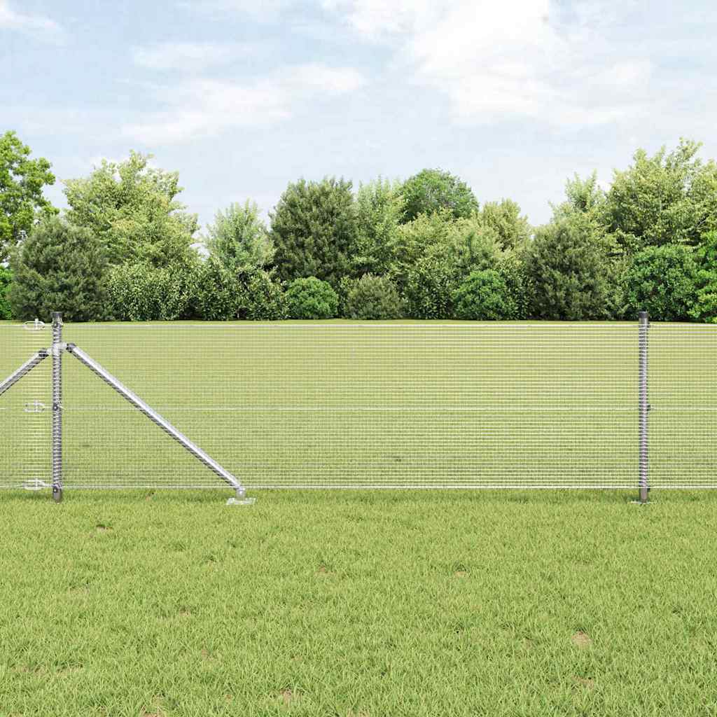 Vidaxl afrasteringspaal zilver 25 x 0,4 m (12 x 12 mm gaas) staal