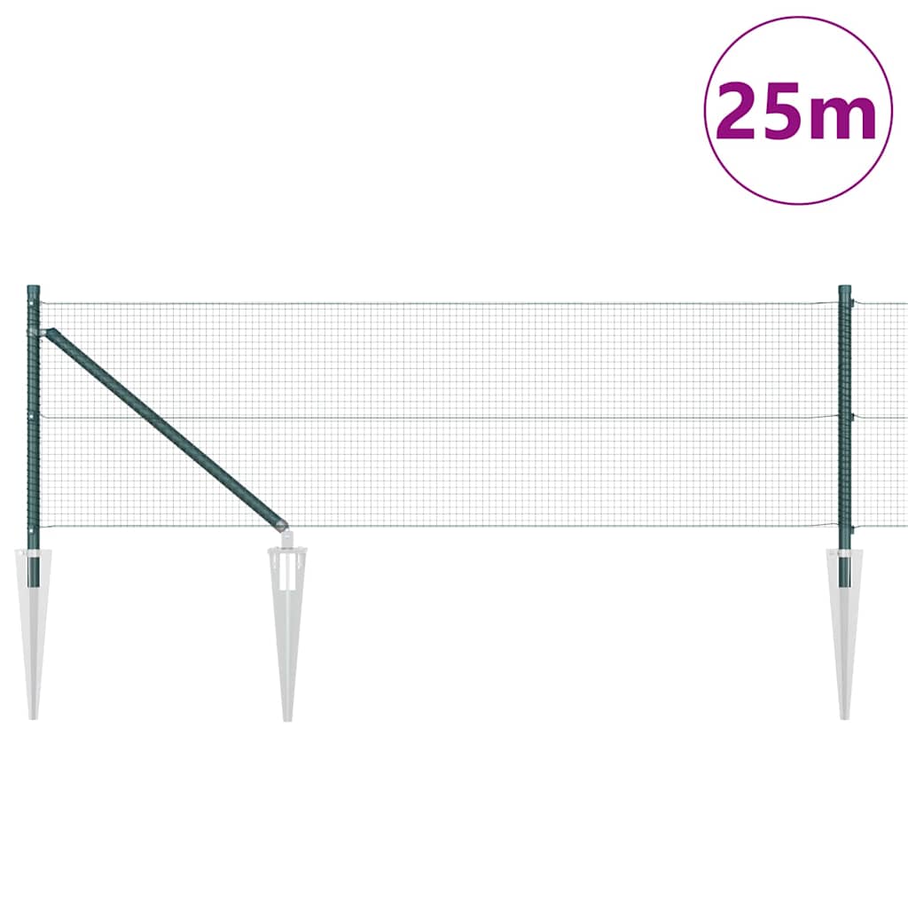 Vidaxl afrasteringspaal groen 25 x 0,6 m (16 x 16 mm gaas)