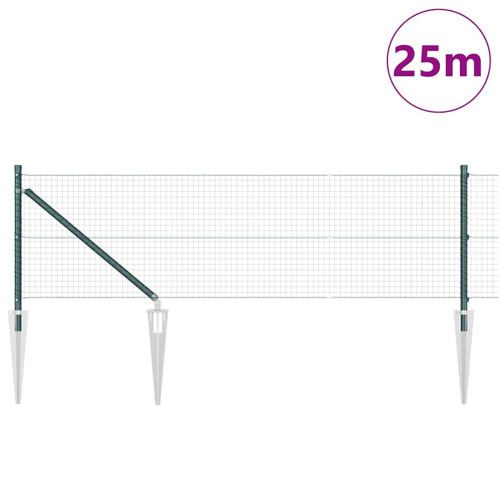 Vidaxl afrasteringspaal groen 25 x 0,8 m (25 x 25 mm gaas)