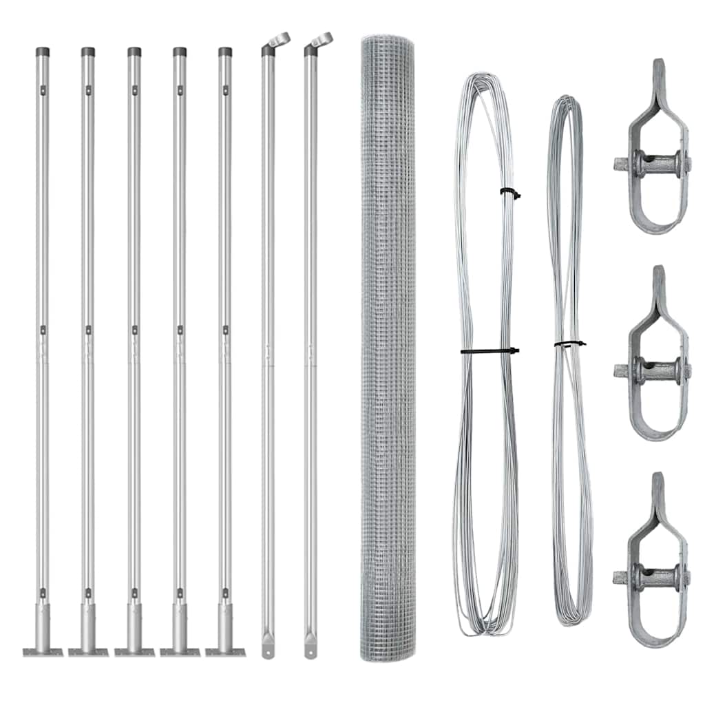 Vidaxl afrasteringspaal zilver 10 x 1,6 m (16 x 16 mm gaas) staal